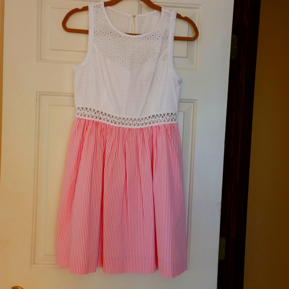 Lilly Pulitzer white eyelets and pink seersucker.